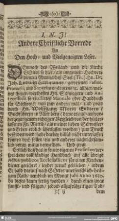 Andere Vorrede An Den Hoch- und Vielgeneigten Leser