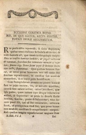 Idea Biblica Ecclesiae Dei, 1
