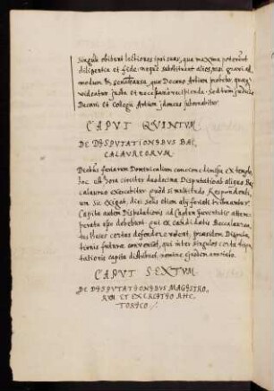 Caput Quintum. De Disputationibus Baccalaureorum.