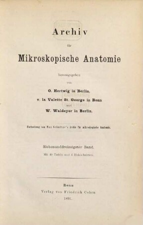 Archiv für mikroskopische Anatomie. 37, 37. 1891