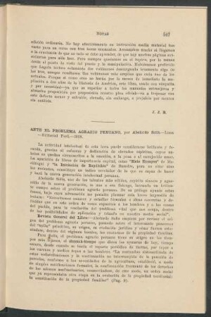 "Ante el problema agrario peruano", por Abelardo Solís, Lima, Editorial Perú, 1928