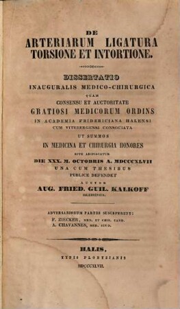 De arteriarum ligatura torsione et intortione