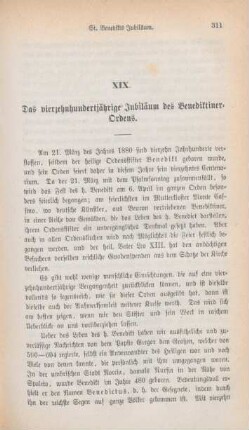 311-320 Das 1400jährige Jubiläum des Benedictiner-Ordens