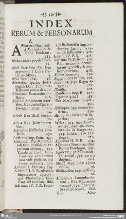 Index Rerum & Personarum
