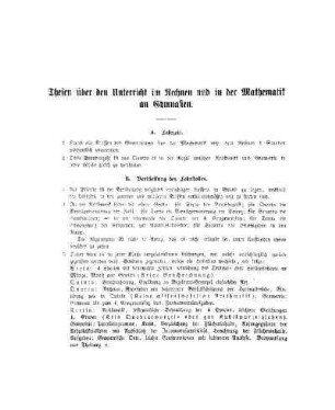 Thesen über den Unterricht im Rechnen und in der Mathematik an Gymnasien