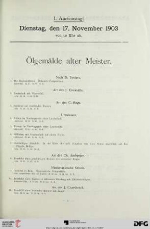 Ölgemälde alter Meister (Nr. 1-187)