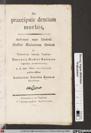 De praecipuis dentium morbis