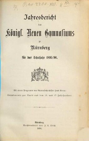 Jahresbericht. 1895/96