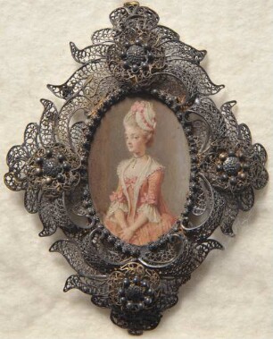 Dame in Rokokokostüm. Miniatur aus der Sammlung Loewe