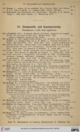 VI. Ornamentik und Kunstgewerbe (Nr. 950 - 1124)