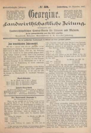 Fünfundfünfzigster Jahrgang. No. 52. Insterburg, 29. Dezember 1887.