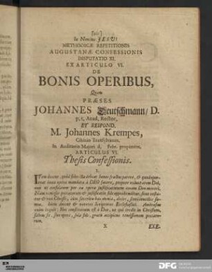 Articulus VI. De Bonis Operibus.