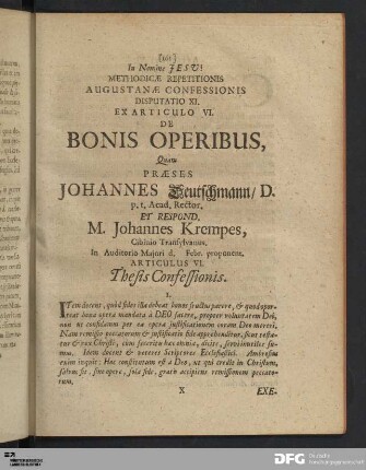Articulus VI. De Bonis Operibus.