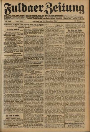 Erste Ausgabe vom Samstag, den 13. November 1915.