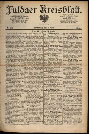 Erste Ausgabe vom Donnerstag, den 06. April 1899.