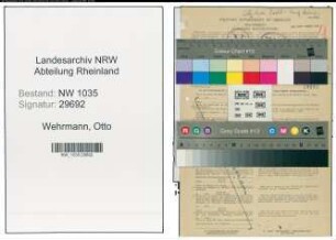 Entnazifizierung Otto Wehrmann , geb. 06.09.1896 (Bergwerksdirektor)