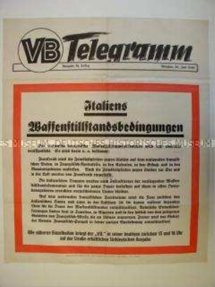 Maueranschlag des "Völkischen Beobachters": "Italiens Waffenstillstandsbedingungen"