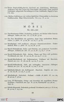 XI. Möbel (Nr. 430-443)