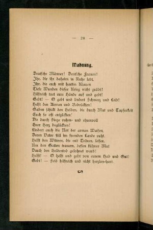 28, Mahnung