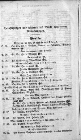 Berichtigungen und während des Drucks eingetretene Veränderungen