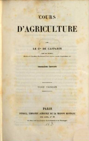 Cours d'agriculture, 1