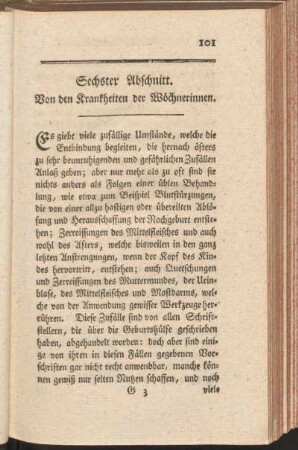 Sechster Abschnitt. Von den Krankheiten der Wöchnerinnen