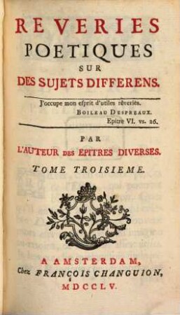 Rêveries poétiques sur des sujets differens