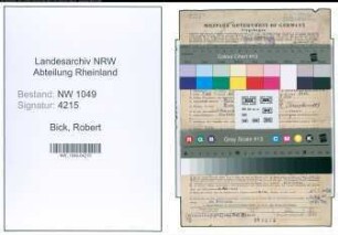Entnazifizierung Robert Bick , geb. 03.02.1908 (Vertreter)