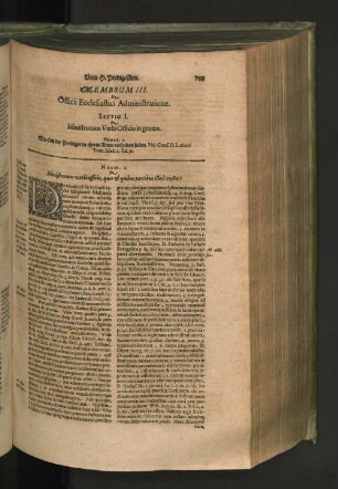 SECTIO I. De Ministrorum Verbi Officio in genere. NUMER. I. Wie sich die Prediger in ihrem Amte verhalten sollen. Vid. Cons. D. Lutheri Tom. Isleb. I. fol. 30. NUMER. 2. De Ministrorum verbi officio, quot et quibus partibus illud constet)