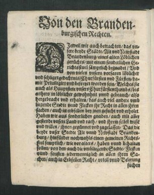 Von den Brandenburgischen Rechten.