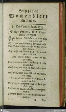 83. Stück den 22. Julii 1773