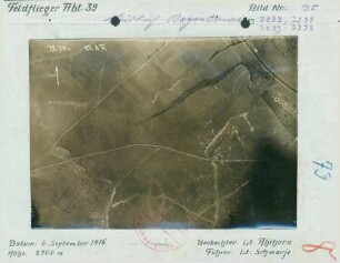 Foto der Stellungen südlich von Bazincourt (Luftbild)