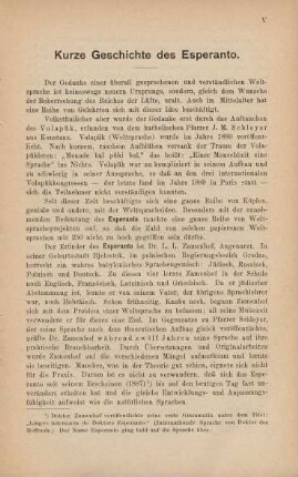 Kurze Geschichte des Esperanto