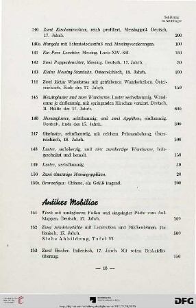Antikes Mobiliar (Nr. 151-189)