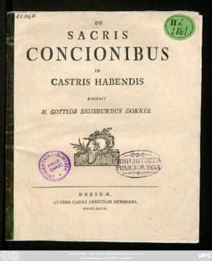 De Sacris Concionibus In Castris Habendis