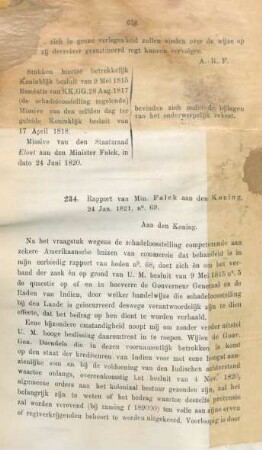 234. Rapport van Min. Falck aan den Koning, 24 Jan. 1821, no. 69