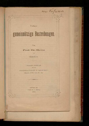 Ueber gemeinnützige Bestrebungen