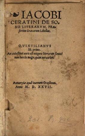 De Sono literarum ... graecarum libellus