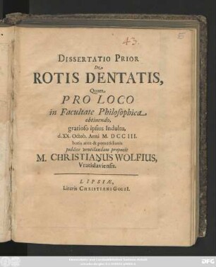 Dissertatio Prior De Rotis Dentatis