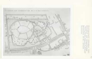 Friedhof und Krematorium, Berlin-Mariendorf (Diplomarbeit bei Willy Kreuer): Lageplan 1:1000