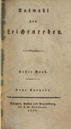 Auswahl von Leichenreden, 1