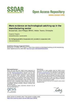 More evidence on technological catching-up in the manufacturing sector