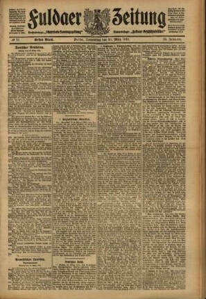 Erste Ausgabe vom Donnerstag, den 30. März 1911.