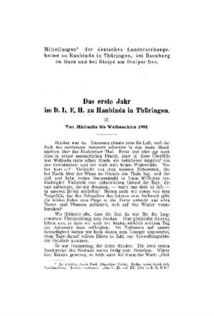 Das erste Jahr im D.L.E.H. zu Haubinda in Thüringen : (Fortsetzung)