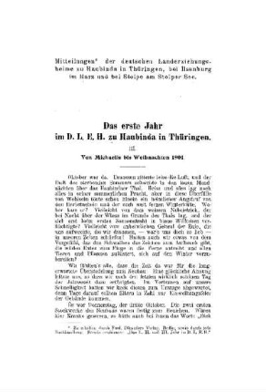 Das erste Jahr im D.L.E.H. zu Haubinda in Thüringen : (Fortsetzung)