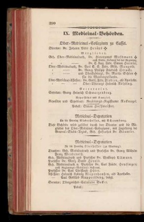 IX. Medicinal=Behörden.