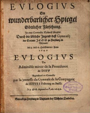 Eulogius ein wunderlicher Spiegel göttlicher Fürsehung
