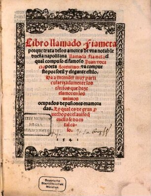 Libro llamado Fiameta