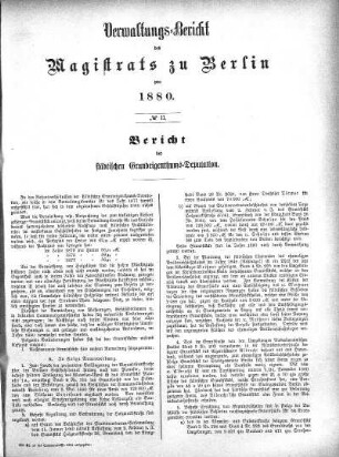 No. II. Bericht der städtischen Grundeigenthums-Deputation