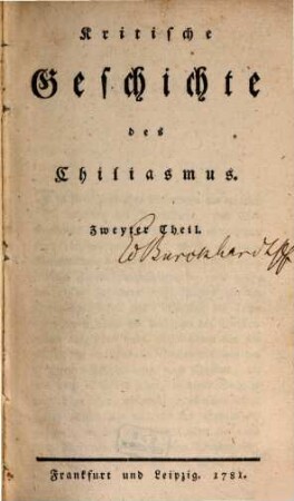 Kritische Geschichte des Chiliasmus, 2
